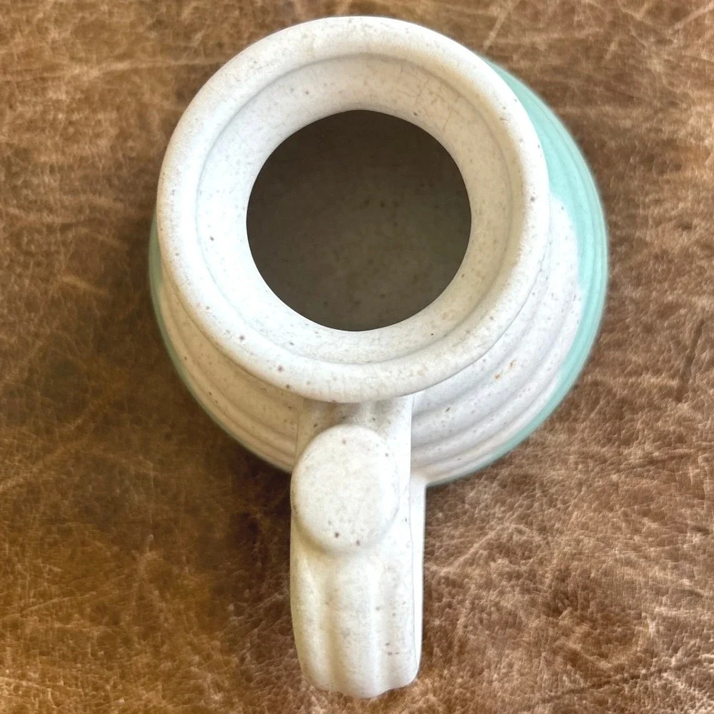 Studio Pottery Miniature Beehive Pitcher Creamer Speckled Cream Seafoam Green